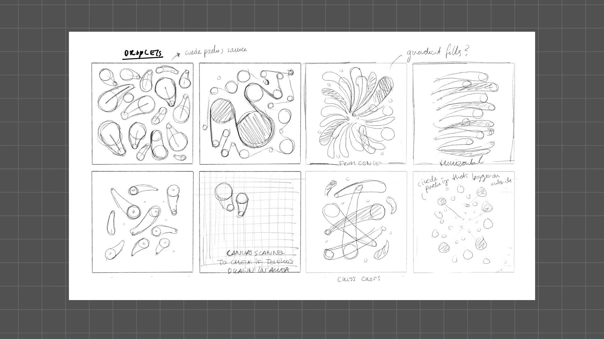 Sketches of generative ideas